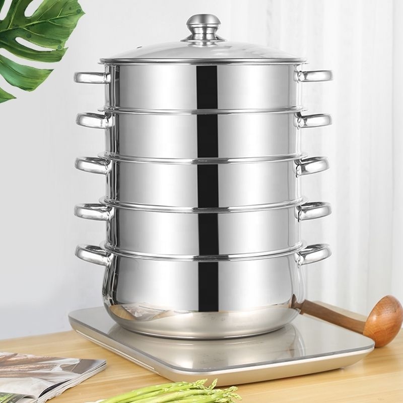 Hot Selling Stainless Steel Steamer Pot Restaurant Quality Cookware Five Layers Steamer Pot Food Cooking Pot