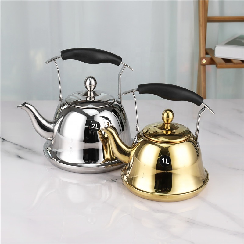 Rose gold tea coffee kettle stainless steel teapot kettle with strainer