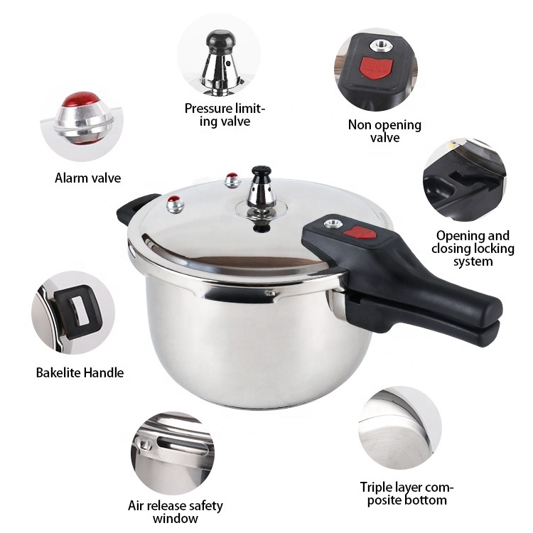 Mulisize Kitchen 12L High Pressure Cooking Pot 304 Stainless Steel Pressure Cooker With Anti-Scald Handle