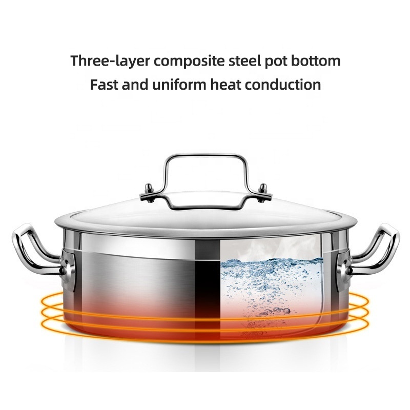 Direct Selling Food Food Grade 304 Stainless Steel Cookware Induction Cooking Pot Multipurpose Hot Pot  Soup Pot With Divider