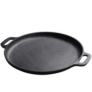 Outdoor Camping Barbecue Plate 30cm Hot Sell Metal Material Cast Iron Reversible Griddle Bbq Grill Pan