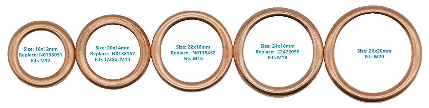 N138451 N138452 11026-00QAB 7903062003 11137546275 7703062062 Oil Drain Plug Gasket Copper Crush Washer gasket M16 Replace