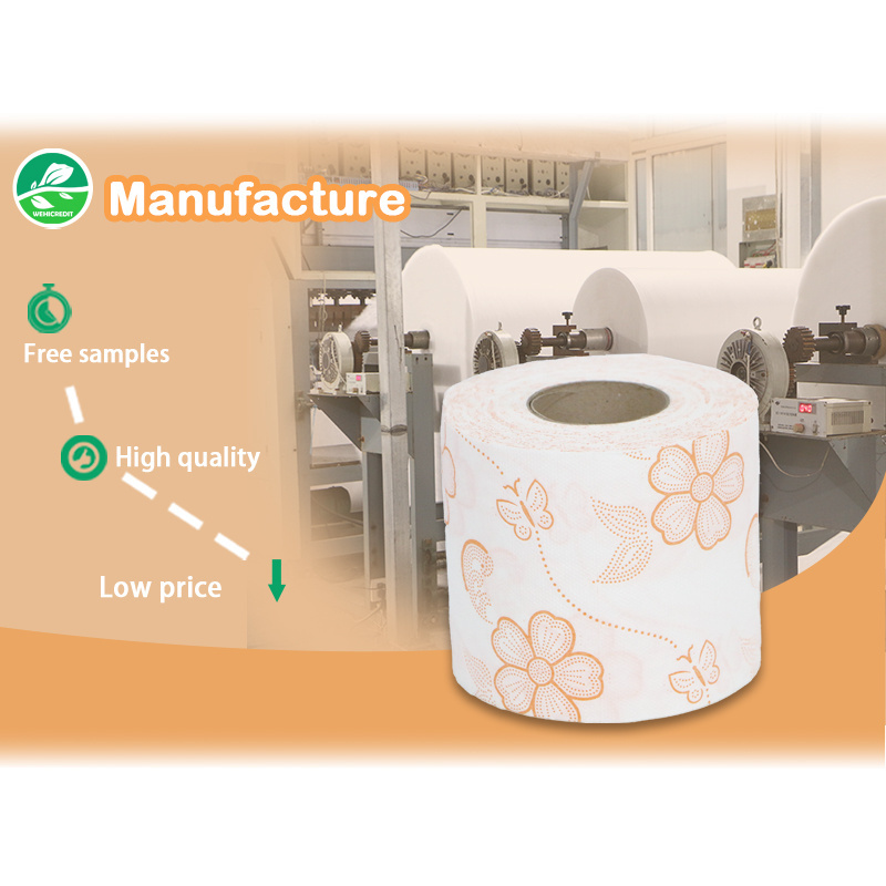 Customizable coloured rolling water colour color flower printed toilet paper