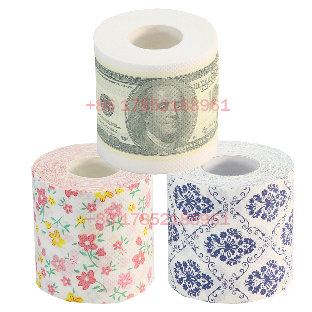 Customizable coloured rolling water colour color flower printed toilet paper