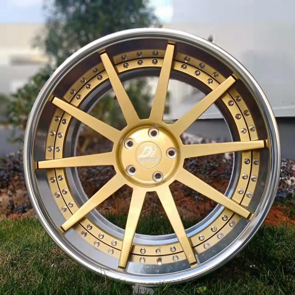 gold silver 2 piece custom Aluminum car rims 6061-T6 21*10 21*11 inch 5*120 ET13 CB73.1 forged alloy wheels