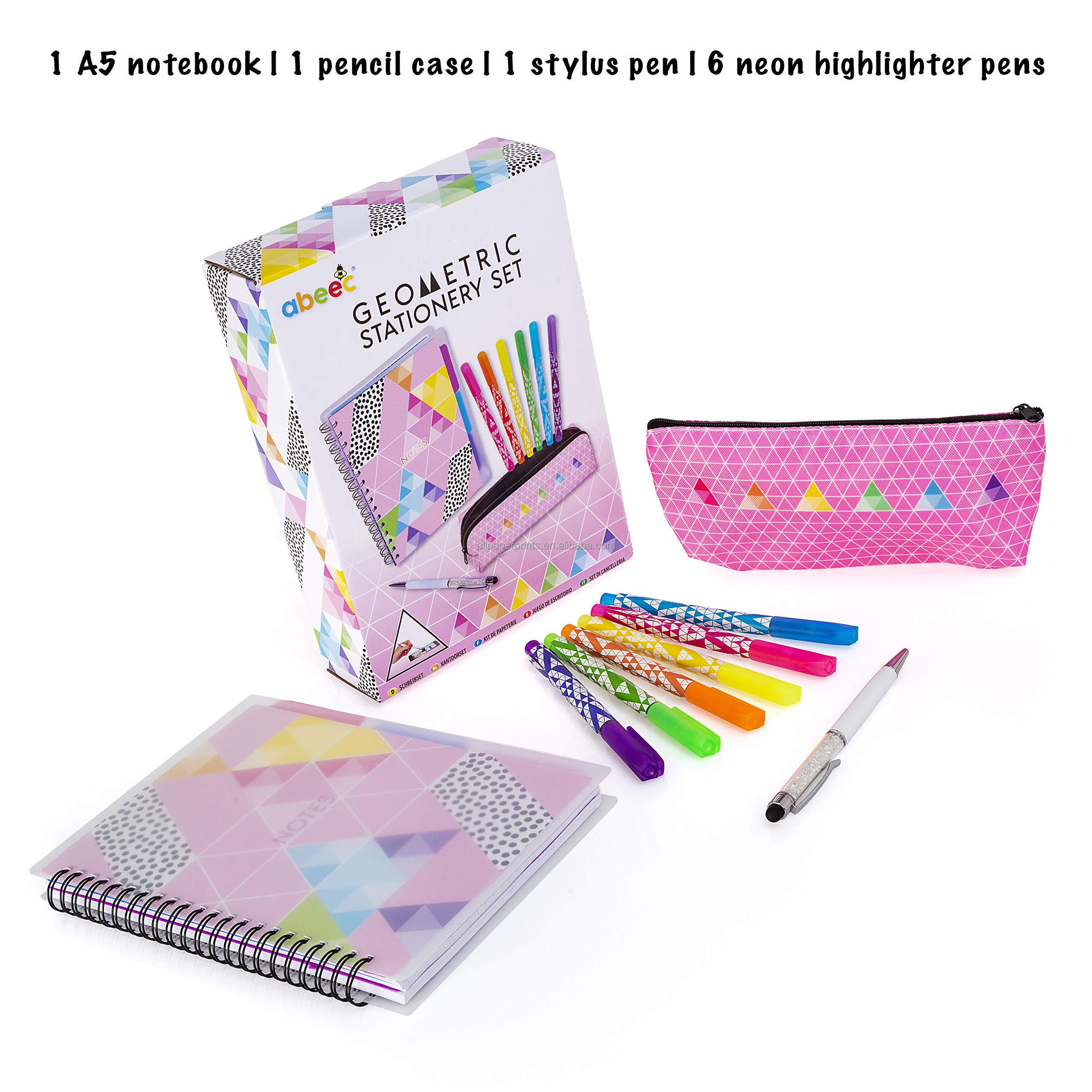 School Supplies for Kids - A5 Notebook, Ballpoint Pen with Stylus Stationery Set