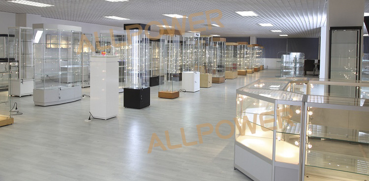 Retail Used Locking Furniture Cabinet Gemstone Ring Glass Jewelry Display Cases With Light