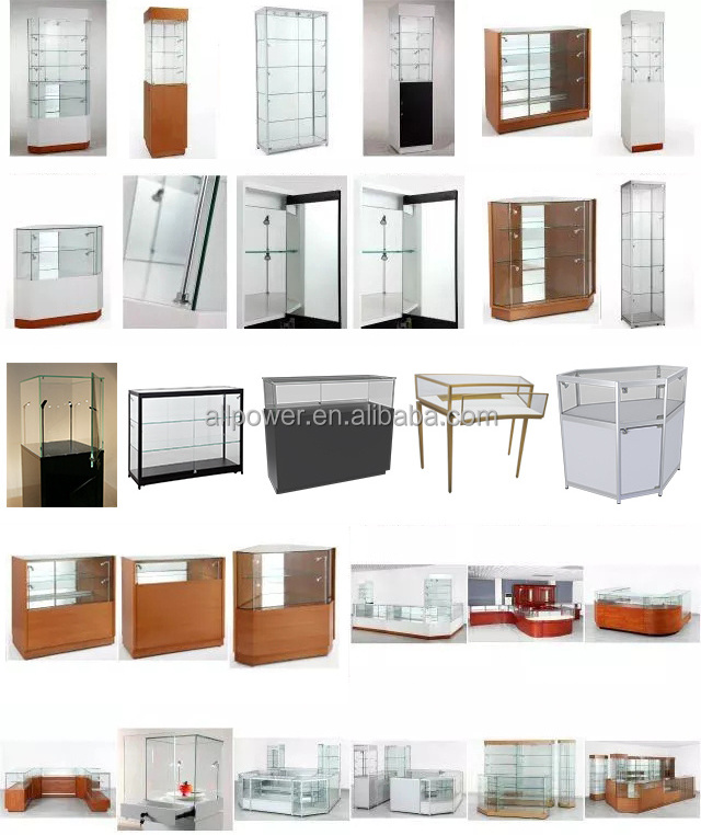 Retail Used Locking Furniture Cabinet Gemstone Ring Glass Jewelry Display Cases With Light