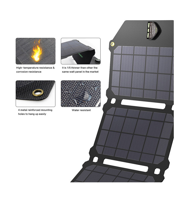 Water Resistance Solar Power Bank Charger Monocrystalline Solar Panel Charger 21W/30W