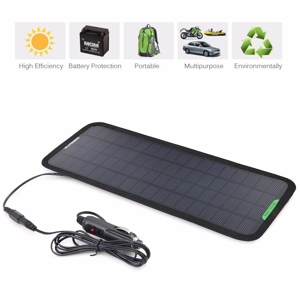 ALLPOWERS Portable Solar Car Charger Car Battery Maintainer Charger Suit for Automobile Motor Tractor Boat 12V Batteries