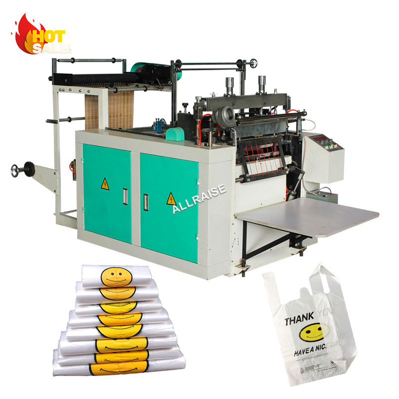 Auto Vest Shopping Trash Plastic Bags Maker Cutting Manufacturing Polythene T Shirt Plastic Bag Making Machine for Sale