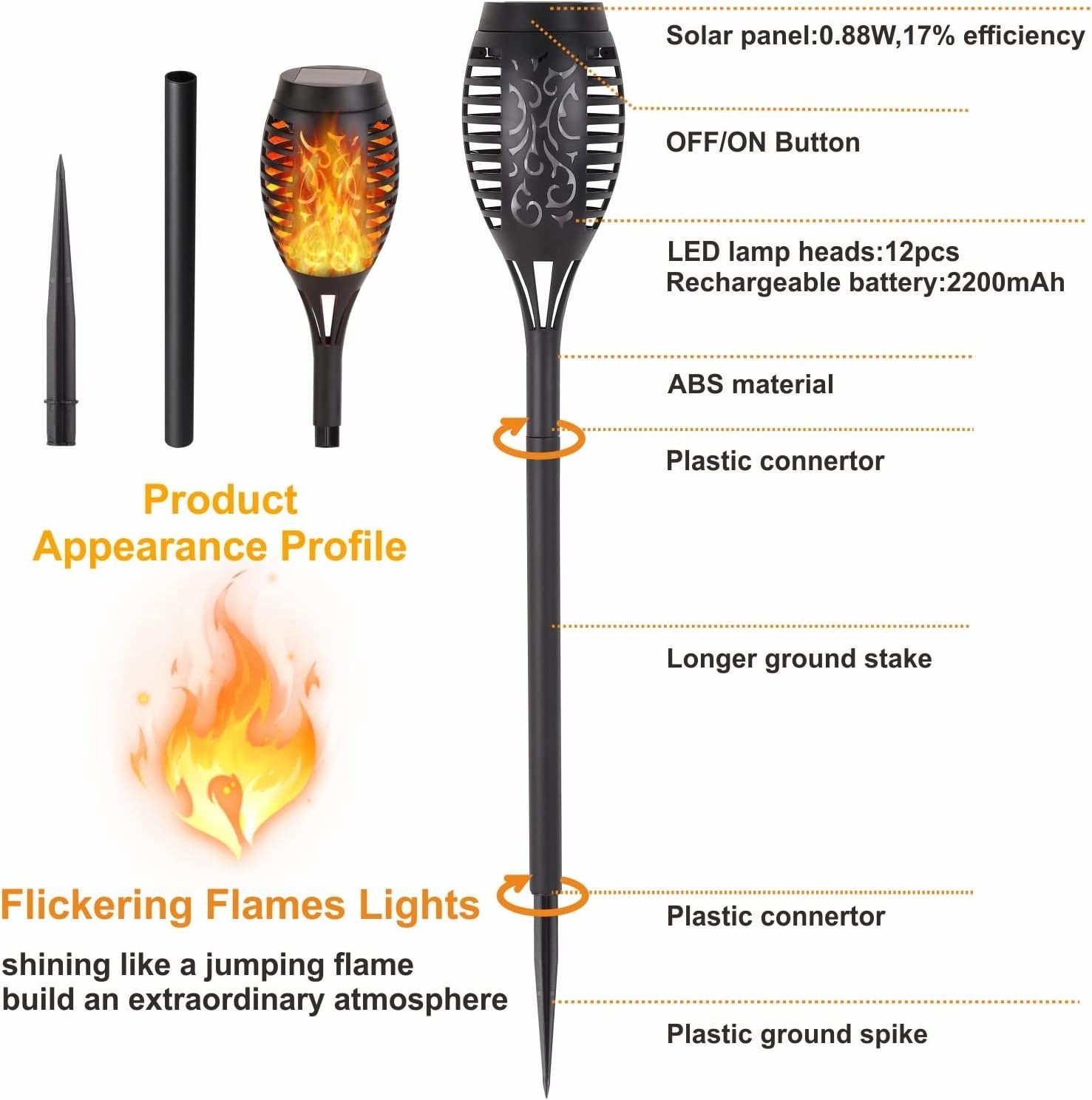 2023 OEM IP65 Led Solar Flickering Flame Torch Lights Outdoor Landscape Courtyard Garden Decoration Lamp Party Lights