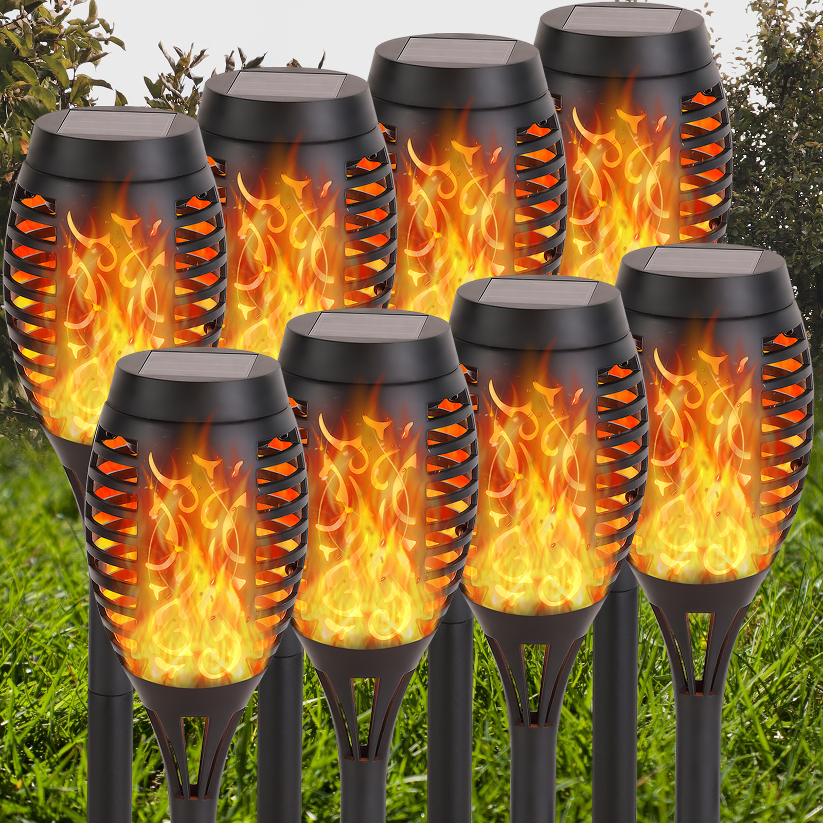 Outdoor Waterproof Flickering Flames Torch Lights Solar Power LED Lights Garden Decoration Lawn Light