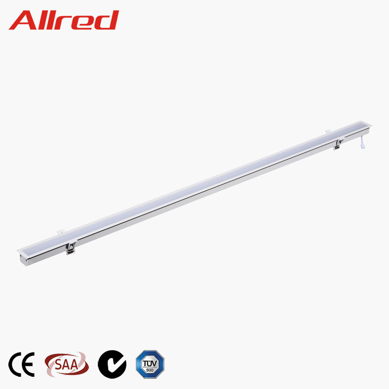 Office Modern Led Lighting Slim Tube Aluminum Led Batten Lamp Chandeliers Hanging Pendant Trimless Led Strip Line Linear Light