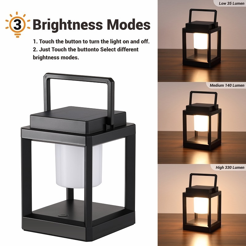 Newest Outdoor Garden IP44 Waterproof Dimmable LED Rechargeable Solar Table Lamp Portable Light