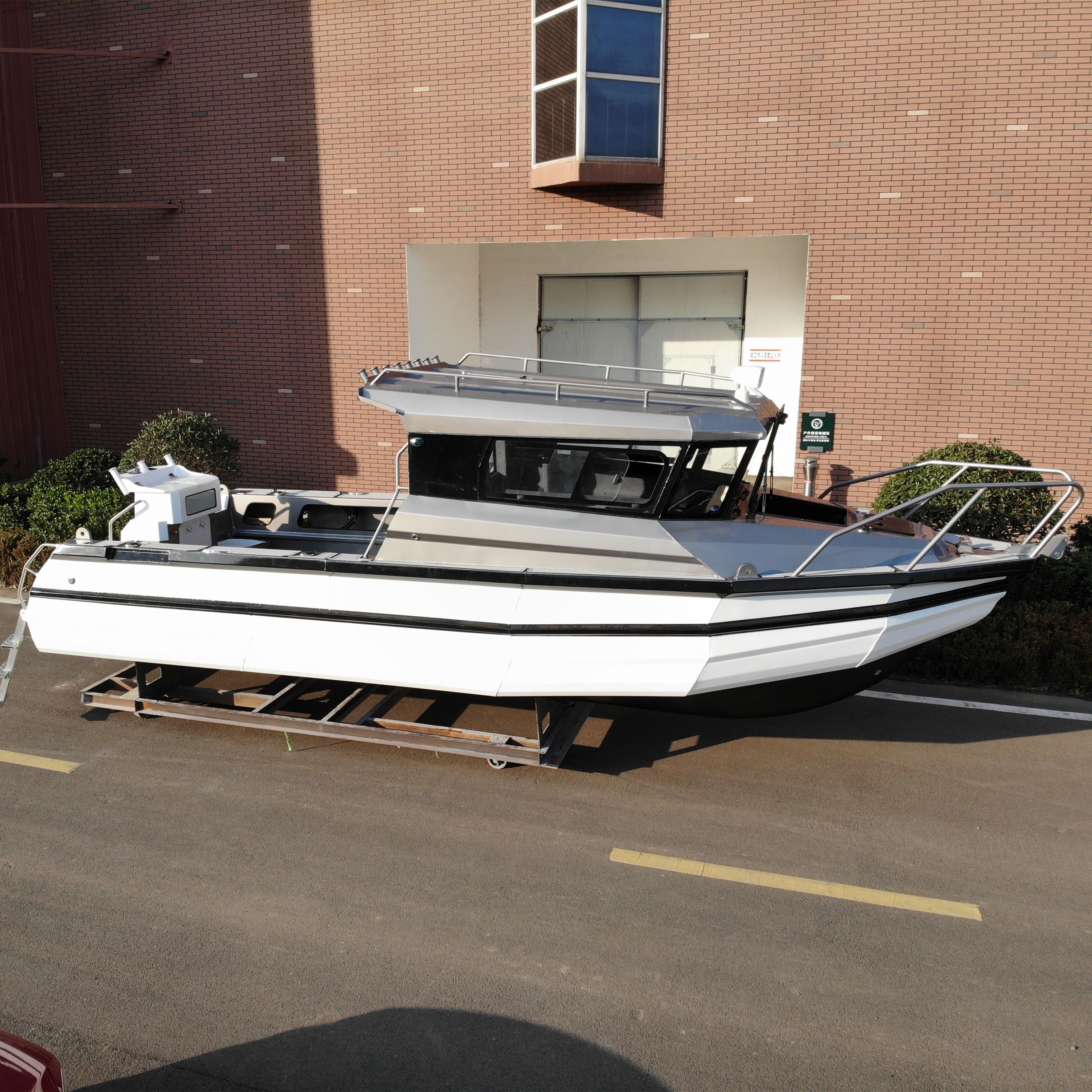 CE standard 7.7m 25ft all welded aluminum new cabin cruiser jet motor fishing and working boats