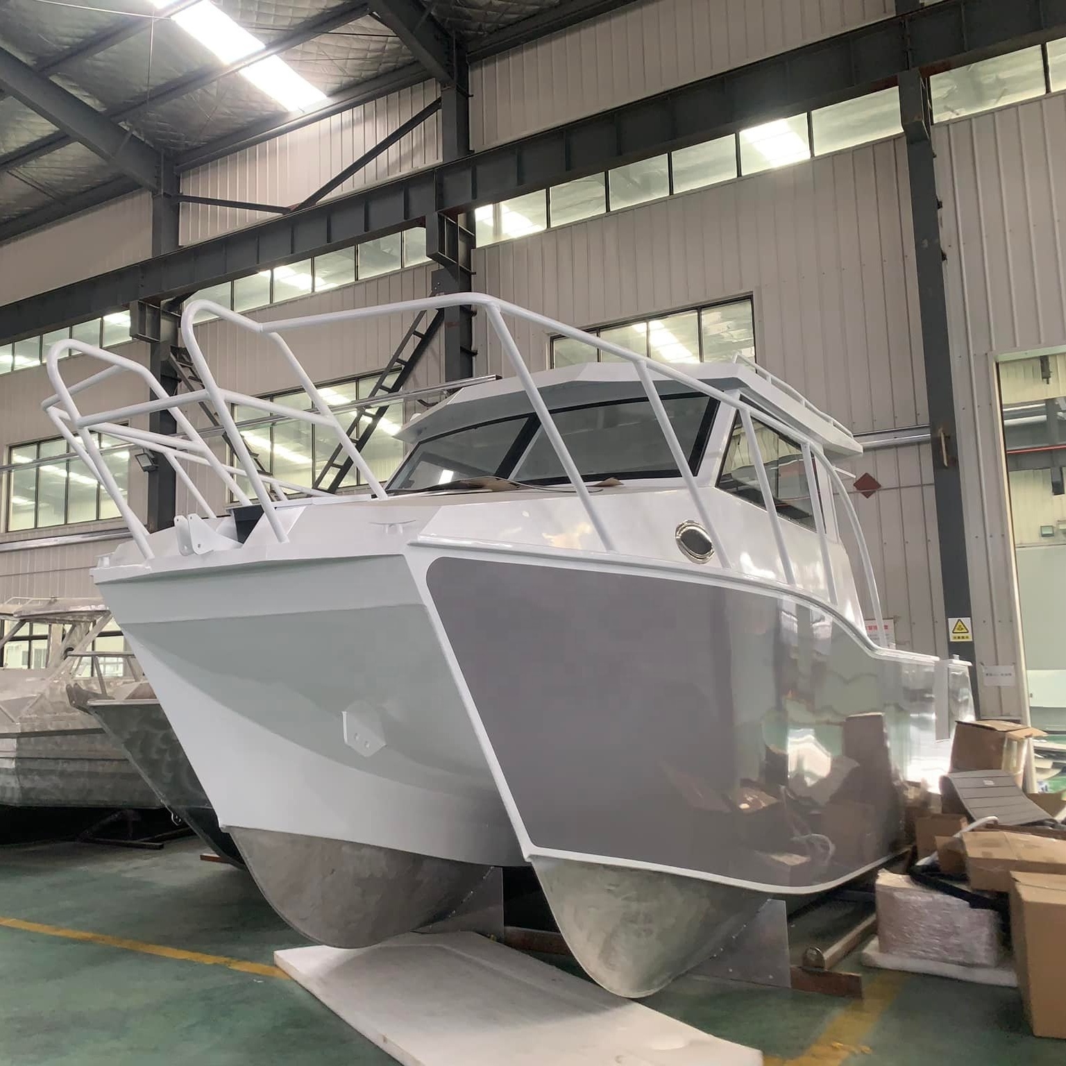 Aluminum Fishing Crusing Passenger Catamaran Boats High Quality Catamaran Factory 25ft 7.7m Boat Hull 3 Years ALLSEA Boat 200L*2