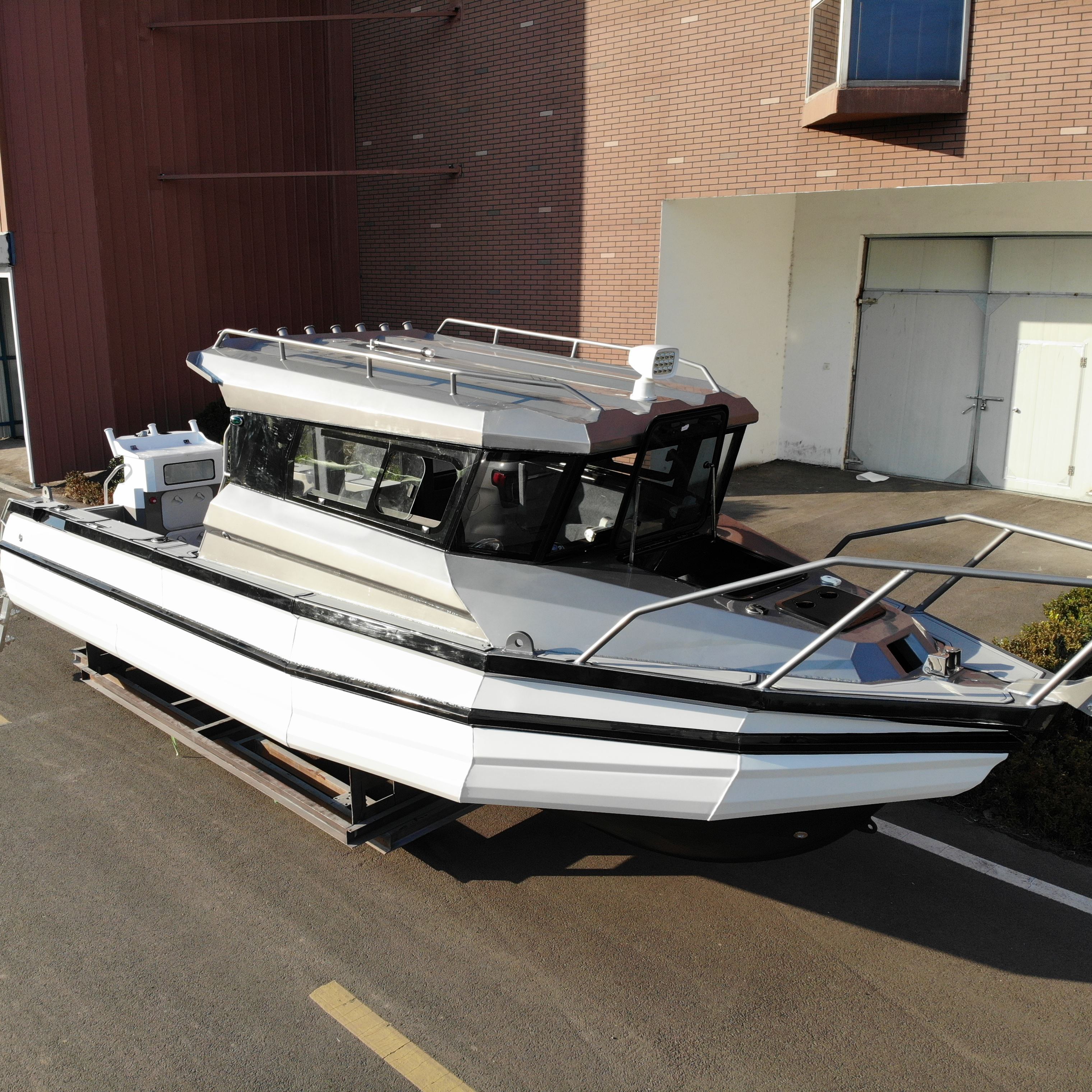 CE standard 7.7m 25ft all welded aluminum new cabin cruiser jet motor fishing and working boats