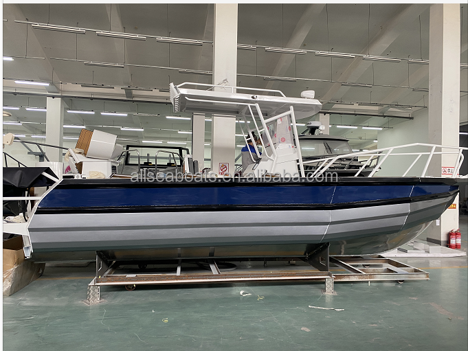 7.5m 25ft Aluminum offshore pontoon v hull center console fishing boat for sale