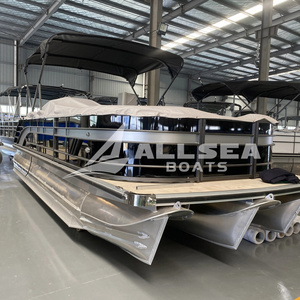 Allsea Customized 15-30ft Aluminum Pleasure Pontoon Boat with Trailer High Quality Sport Yacht for Offshore Cruising