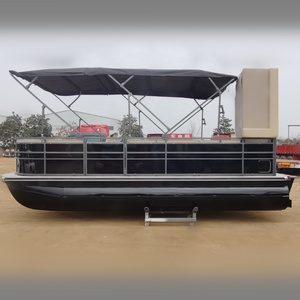 Pontoon Boat CE Certified River Lake Water Skiing Aluminum High Standard Luxury 5.8m 19ft 3mm Entertainment Hull 3 Years 0.625m