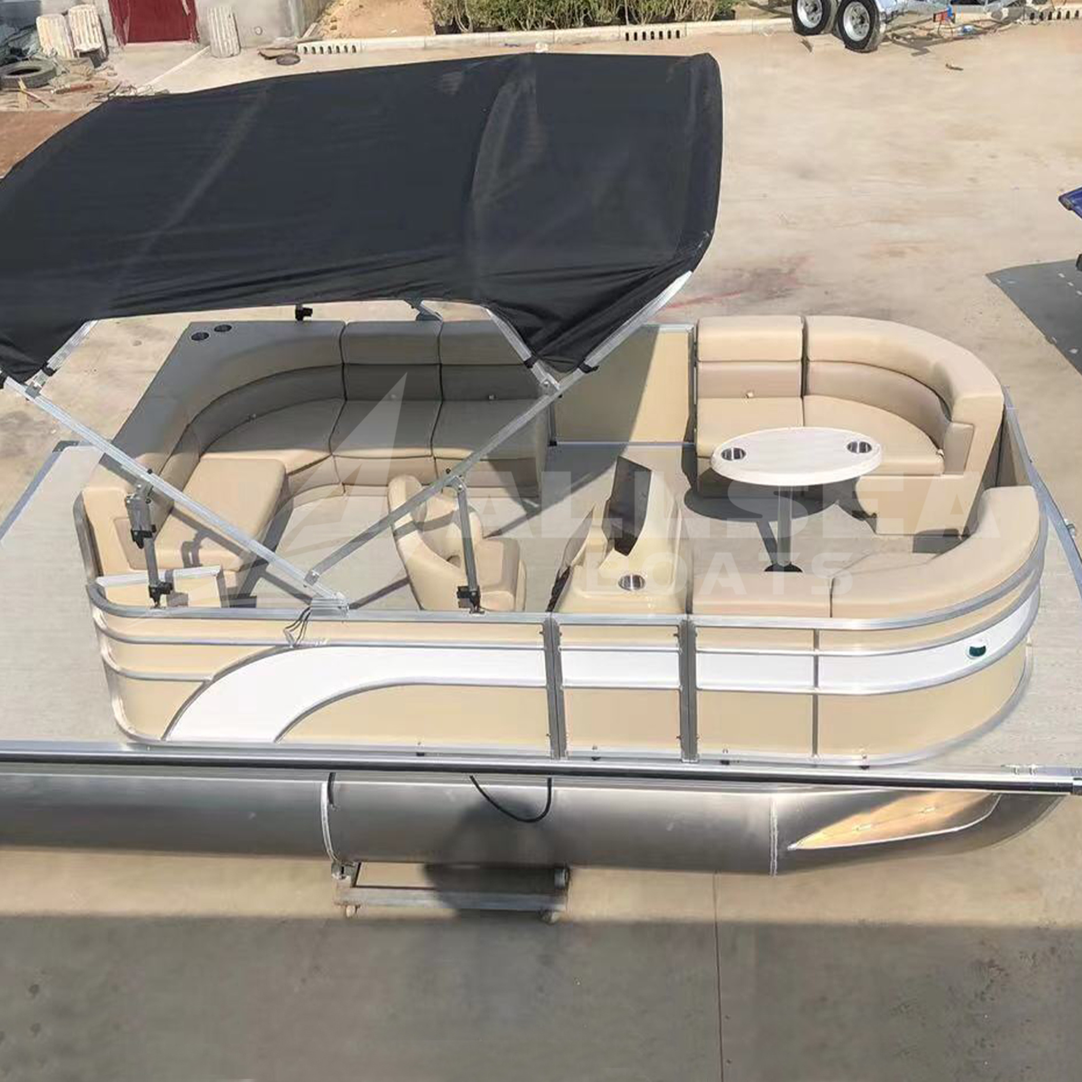 Europe 15ft Mini Family Outdoor Sport Speed Cheap Aluminum Pontoon Boat with Bimini for Sale