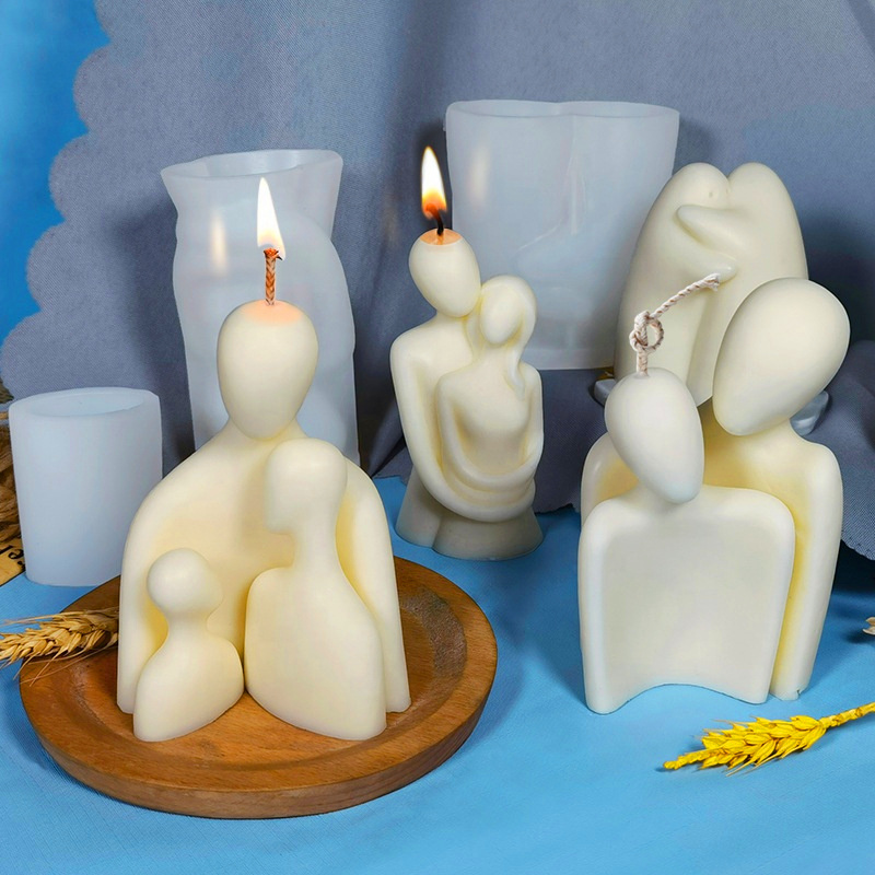 INTODIY Diy Crystal Drop Glue Creative Family Couple Hug Female Body Aromatherapy Candle Plaster Decoration Candle Mold