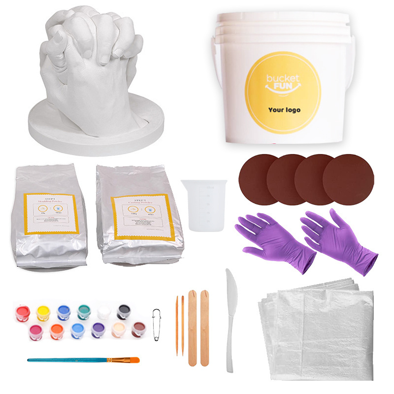 INTODIY New Products DIY Plaster Hand Printing Alginate Mold Kits Hand Casting Kit Couples for DIY Gift Family Gifts Love Model