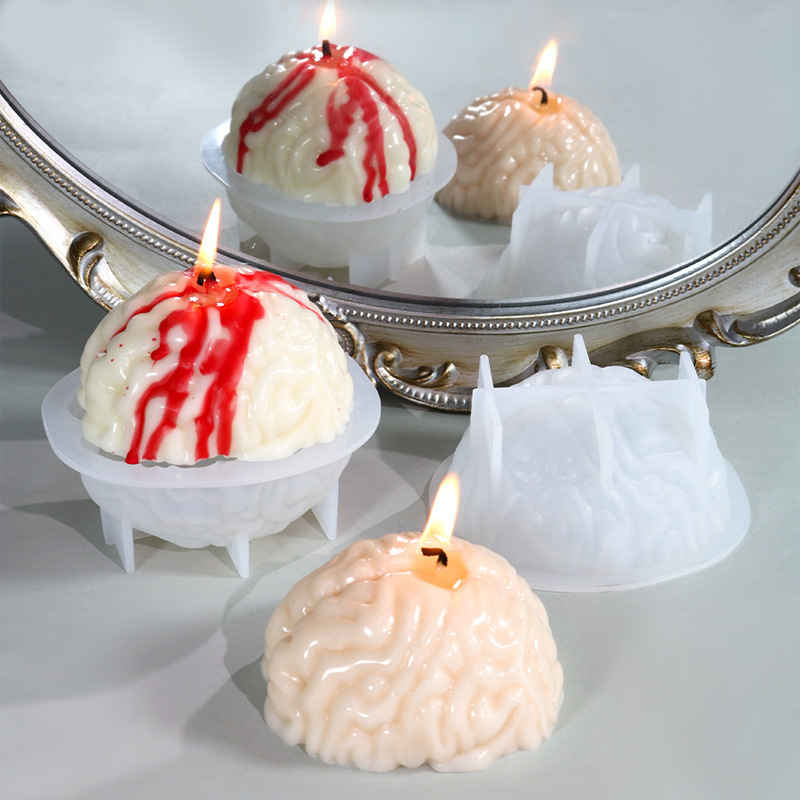 INTODIY 3D Brain Candle Silicone Mold Ornaments Decorative Brain Scented Candle Mold