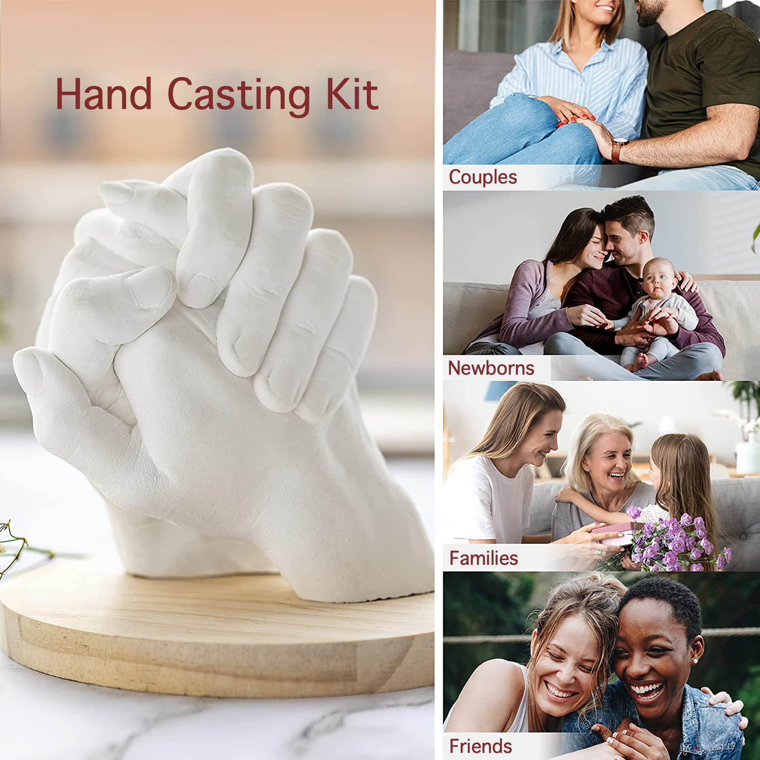 INTODIY New Products DIY Plaster Hand Printing Alginate Mold Kits Hand Casting Kit Couples for DIY Gift Family Gifts Love Model