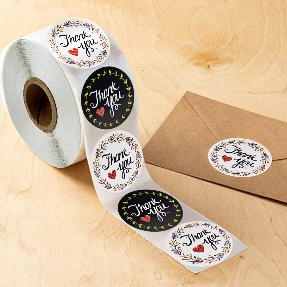 INTODIY Wholesale roll packaging thank you for sealing and pasting envelopes decorative stickers labels