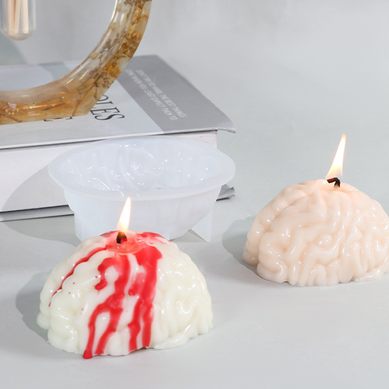 INTODIY 3D Brain Candle Silicone Mold Ornaments Decorative Brain Scented Candle Mold