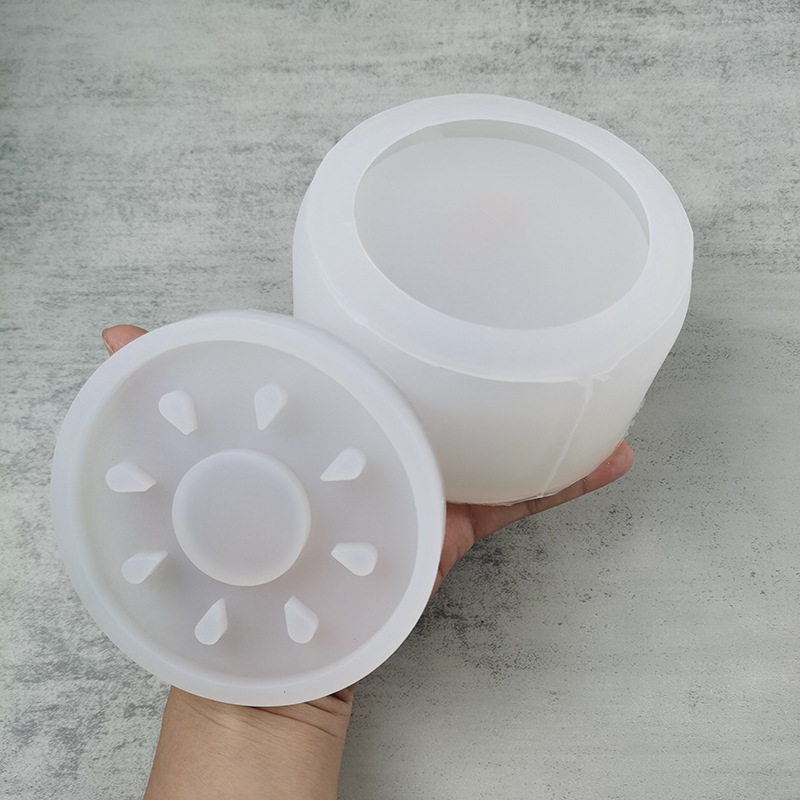 INTODIY Round Heater Silicone Mould Tea Light Wax Burner Heating Boiler Candle Jar Holder Mold Epoxy Resin Home Decoration