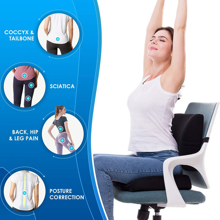 Wholesale Seat Cushion, Lumbar Support Pillow for Office Chair, Memory Foam Chair Cushion for Sciatica