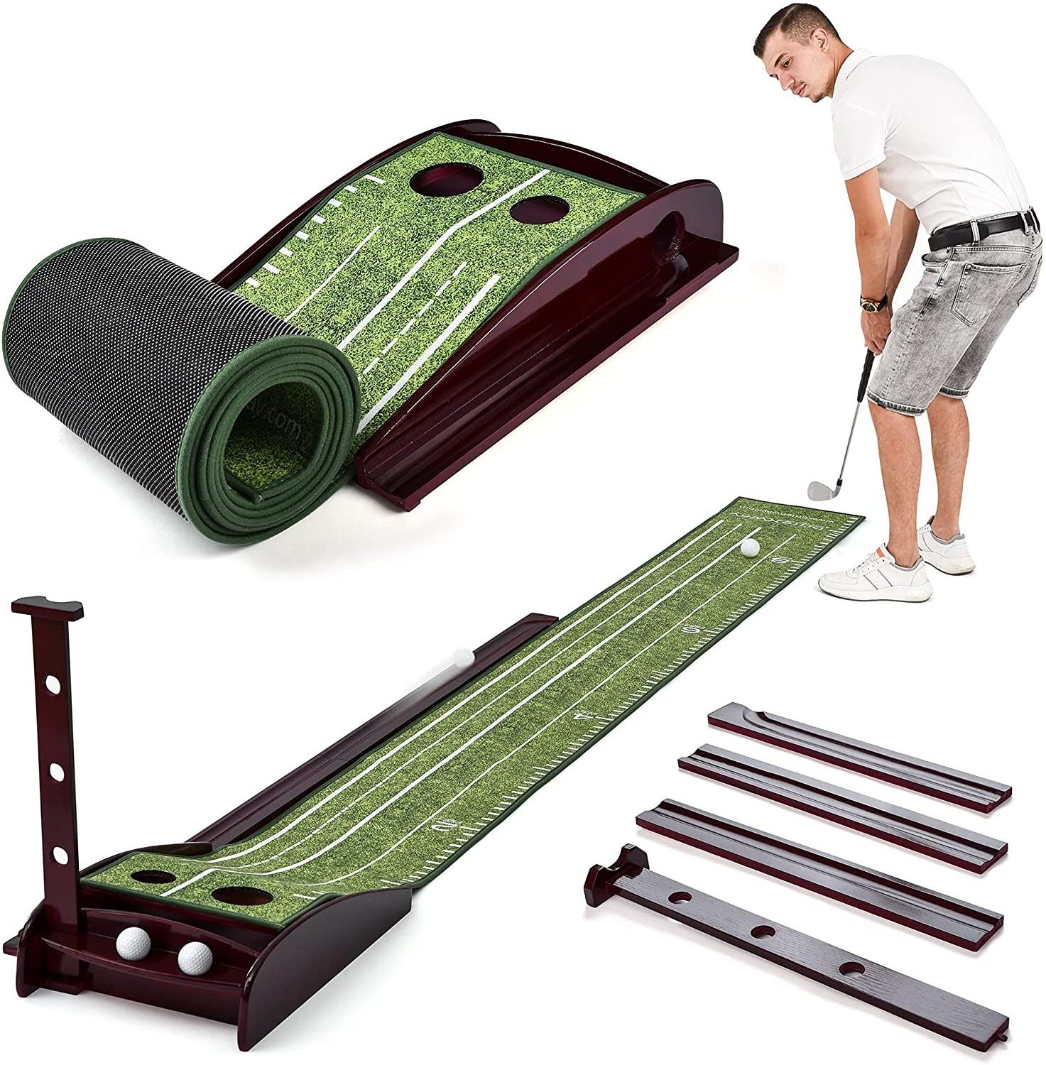 Wholesale Golf Putting Green Mat for Indoor & Outdoor Practice Use, Mini Golf Course with Auto Ball Return