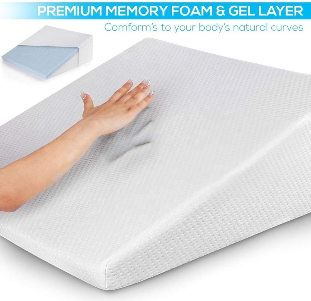 Bed Wedge Pillow Cooling Gel Memory Foam Top Elevated Support Cushion for Lower Back Pain Wedge Pillow