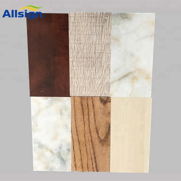 ALLSIGN Factory Indoor Decoration Flat Wall Panel Wpc Wall Panel PVC PET Marble Bamboo Charcoal Fiber Wood Veneer Foam Board