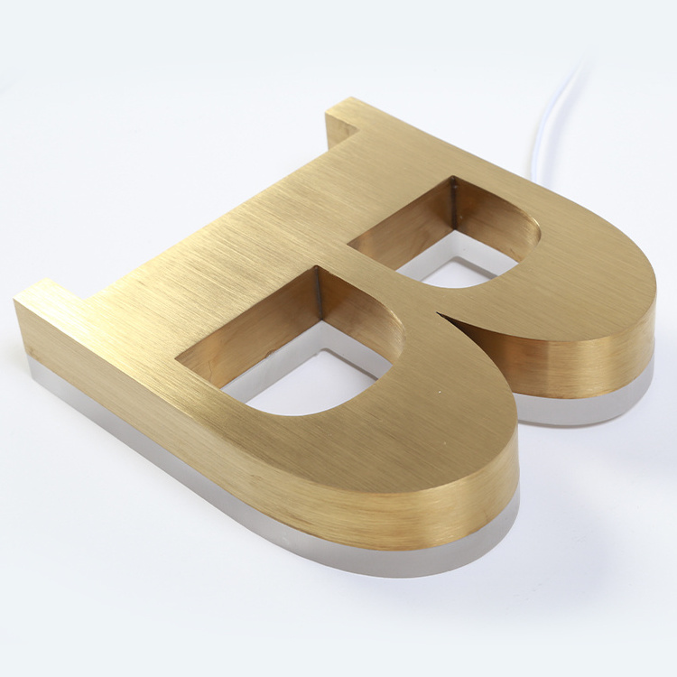 Factory customized Customized Gold Mirror Stainless Steel Channel Letter Sign Golden 3d Metal Name Custom Business Letter