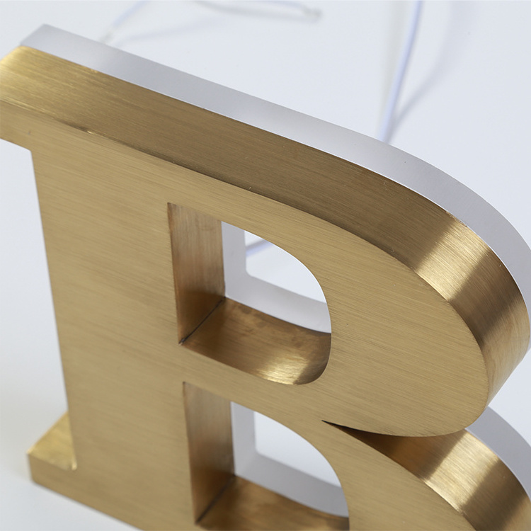 Factory customized Customized Gold Mirror Stainless Steel Channel Letter Sign Golden 3d Metal Name Custom Business Letter