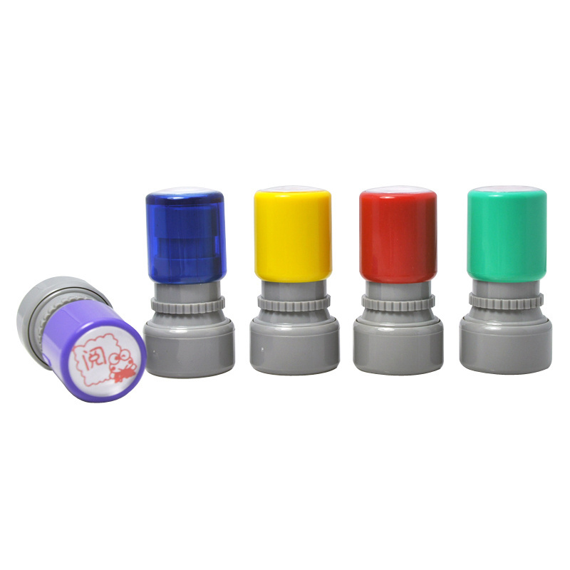 Manufacture Colorful Flash Plastic Pre Inked Flash Customized Teachers Pastel Round Stamp