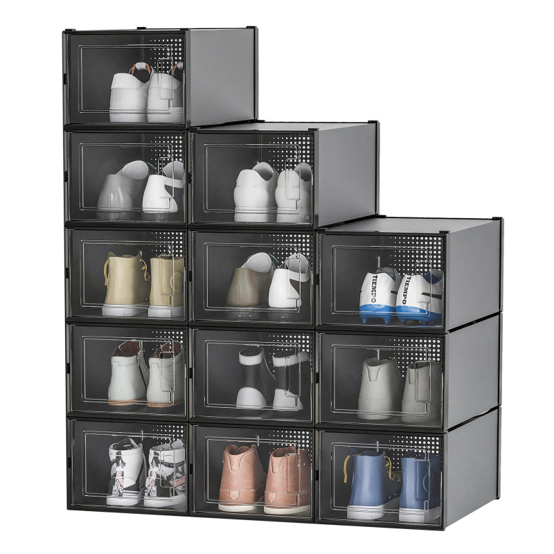 Shoe Boxes Clear Plastic Stackable Plastic Shoe Box Sneaker Shoe Containers for Closet Organizers and Storage Bins