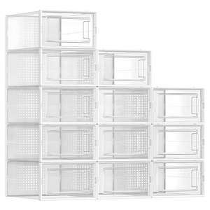 Shoe Box Shoe Storage Clear Clear For Bedroom With Folding Pp Clear Sneaker Stackable Foldable Transparent Plastic Shoe Box