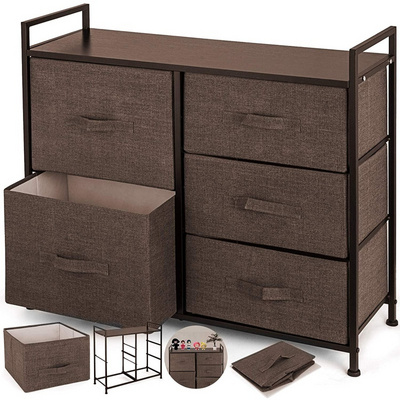 5 Drawer Fabric Dresser Storage Tower Organizer Unit for Bedroom, Closet, Nursery Room