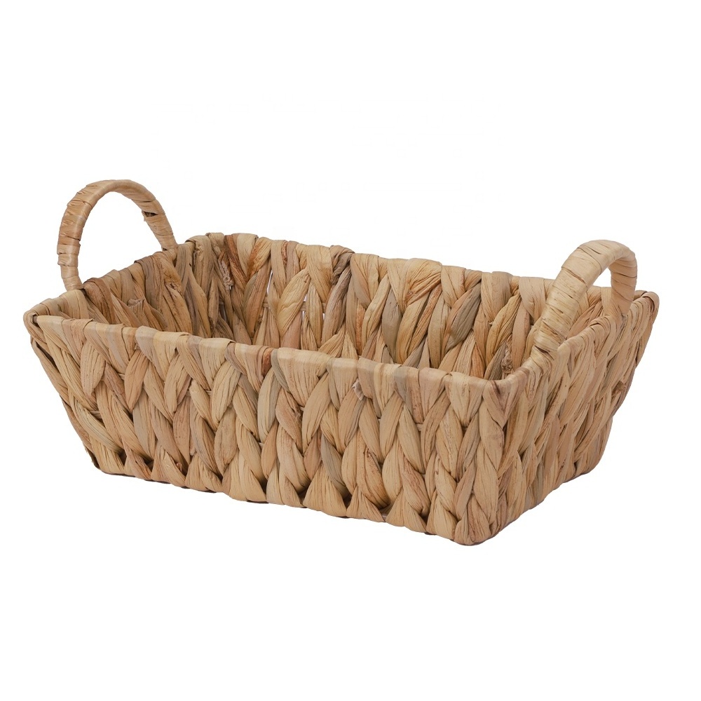 Hand Woven Water Hyacinth Storage Baskets for Organizing 3 Pack wicker Storage Baskets Set for Pantry Shelf Closet