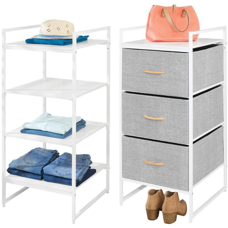 Easy Pull Fabric Bins Free Combination Closet Organizer and Clothes Wardrobe Storage Shelf