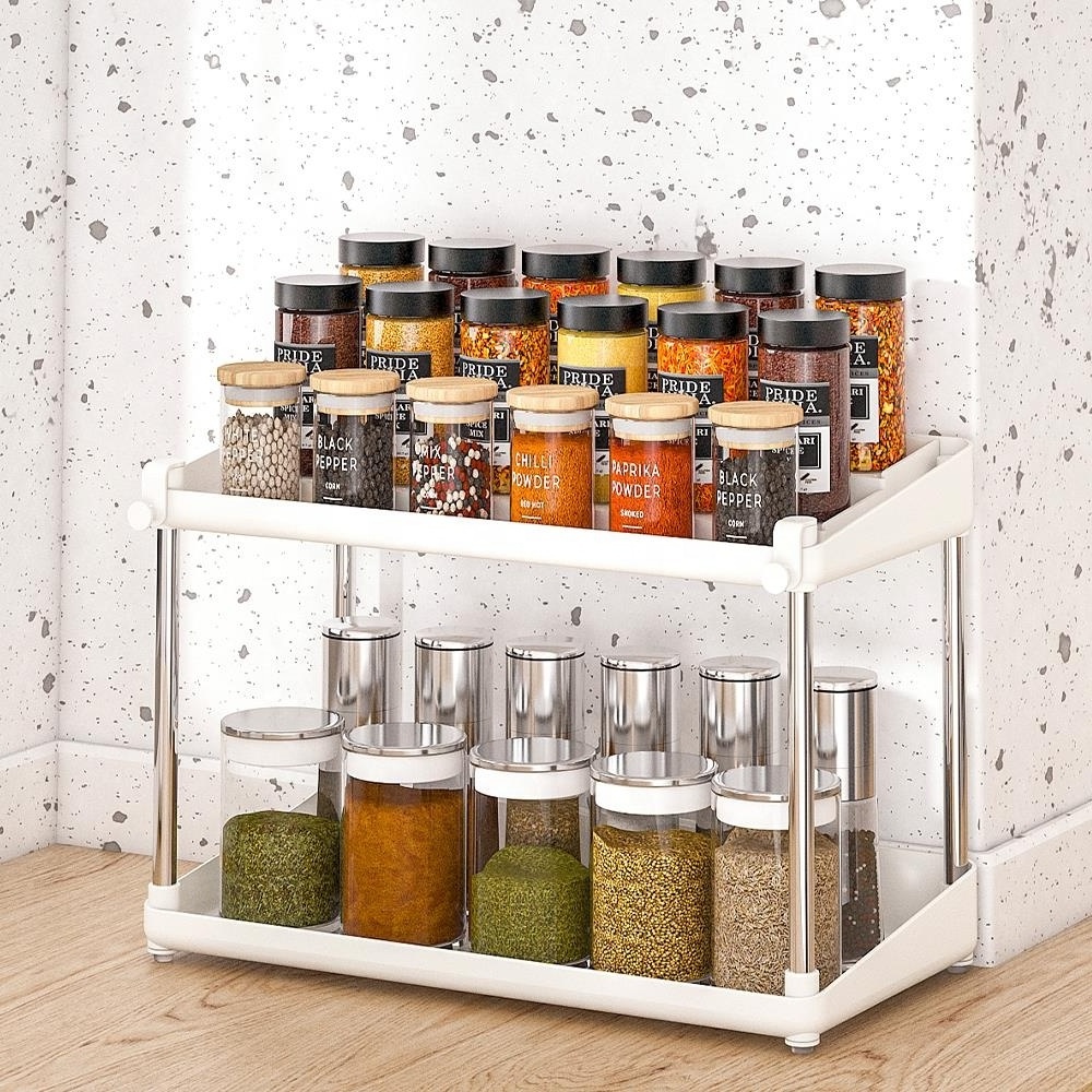 Selling well Spice Jar With Rack For Restaurants Shelf 2 Pack Under Sink Organizer Kitchen Storage Rack