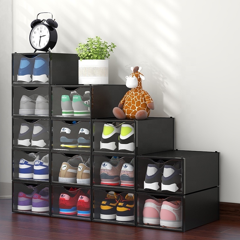 2022 New Design Shoe Display Case Sneaker Storage Clear Shoe Organizer for Closet Clear Shoe Boxes Stackable