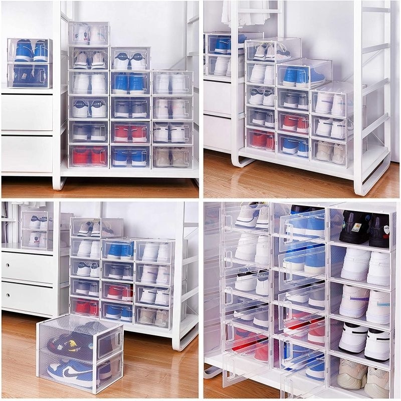 APEX CCC Approved Acrylic PP Clear Shoe Storage Boxes Clothes Storage Cubes in Living Room