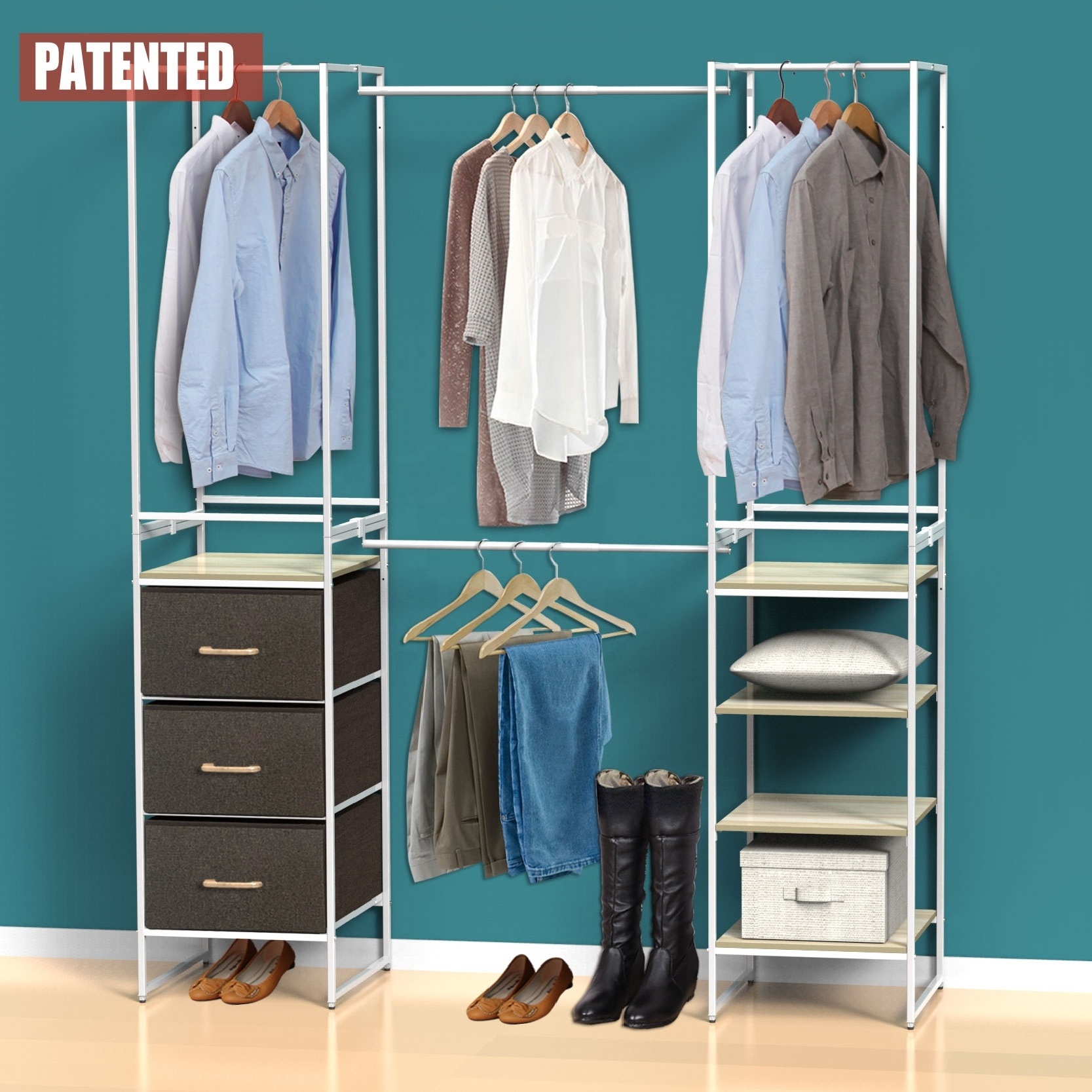 Free Combination Stackable Storage Cabinet Large Closet Storage System Closet Garment Shelves