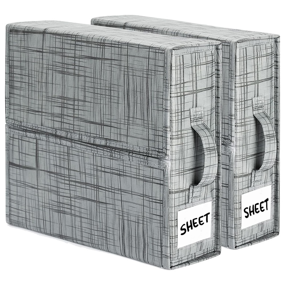 Organizer Box for Bed Sheets Storage Box Handle Foldable Storage Cube for Duvet Covers and Pillowcases Non-woven Fabric